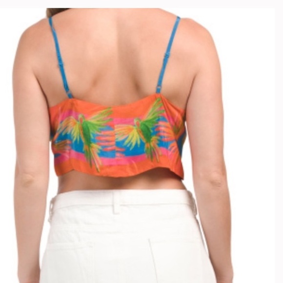 Farm Rio Painted Bird Scarf Top Crop Top NWT - Picture 2 of 12